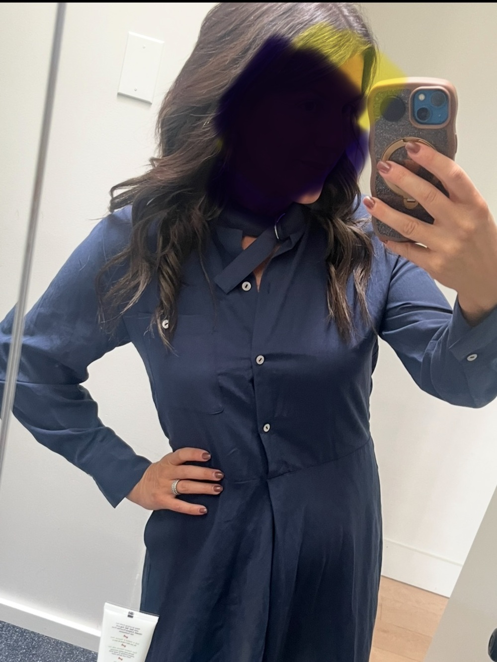 Vince Navy Blue Button-Front Shirt Dress - Picture 3 of 7